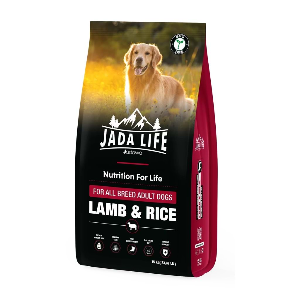 Jada Life Kuzulu ve Pirinçli Yetişkin Köpek Maması 15 KG