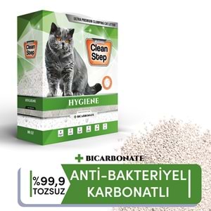 Clean Step Hygiene Bikarbonatlı Antibakteriyel Topaklanan Kokusuz İnce Tane Bentonit Kedi Kumu 10 LT