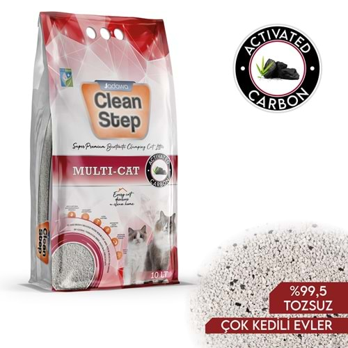 JADAWA Clean Step Multi-Cat Çoklu Kediler için Aktif Karbonlu Topaklanan İnce Tane Bentonit Kedi Kum