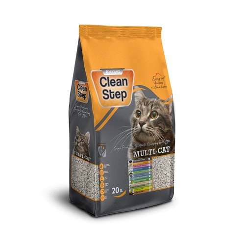 Clean Step Gri Aktif Karbonlu Ekonomik Boy Kalın Tane Bentonit Kedi Kumu 20 LT